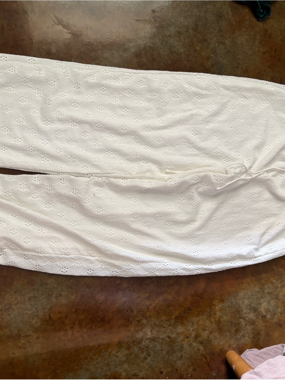 Anthropologie White Eyelet Wide-Leg Pants